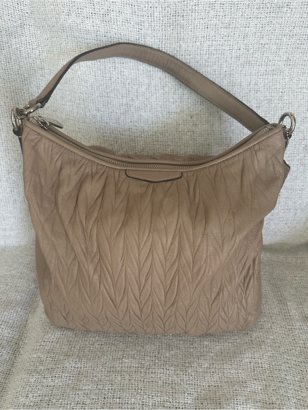 Coach Tan Leather Shoulder Bag with Braided Texture